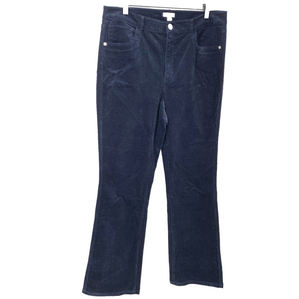 J Jill Women Size 12 Pants Blue Corduroy Bootcut Cotton Stretch High Rise